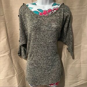 Forever 21 Taupe Black Knit Sweater with Cut Outs along Sleeve